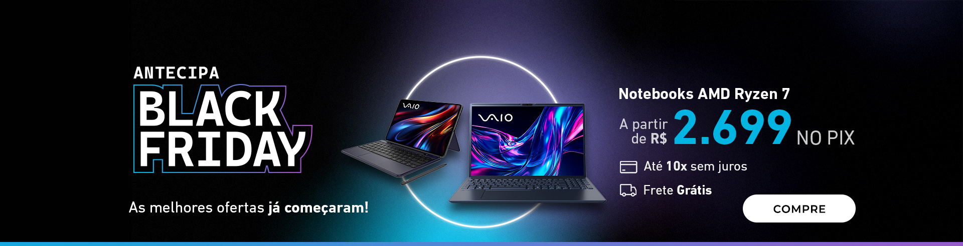 Antecipa Black Friday: Notebooks AMD Ryzen 7 a partir de R$2.699